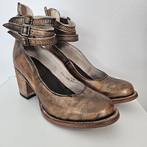 Freebird Metallic Bronze Ankle Strap Heels